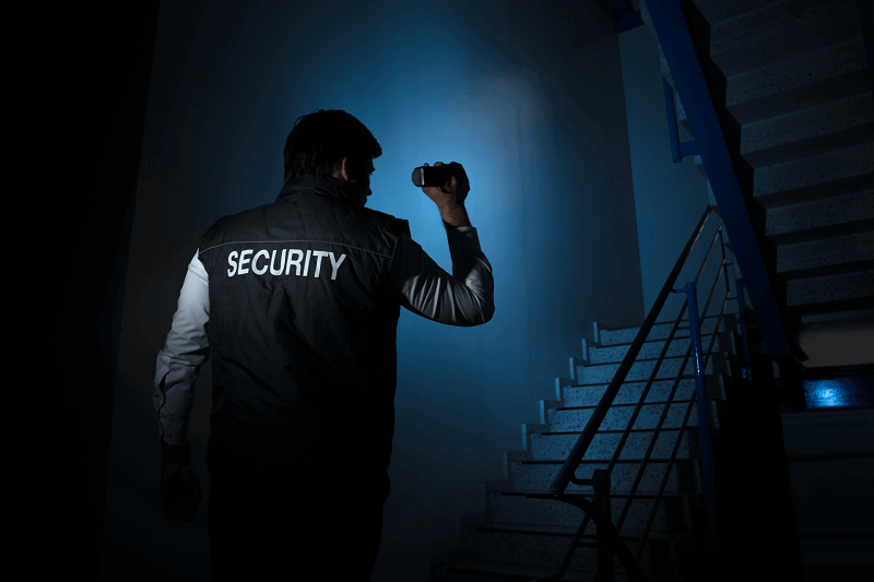 a security guard checking the facilities