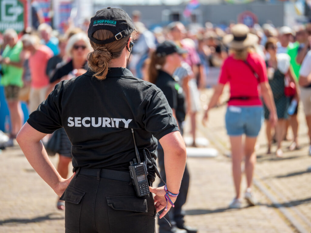 patrolling security guard for concerts
